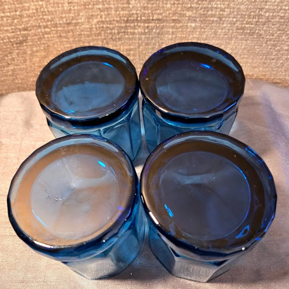 Vintage Set of 4 Anchor Hocking Essex Cobalt Blue Old Fashioned‎ 9oz Glasses